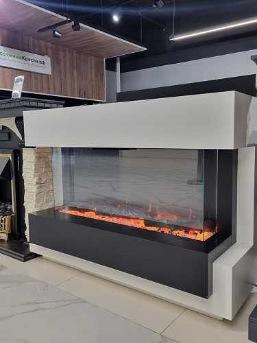 Каминокомплект Cube 36 - Белый с черным с очагом Astra 36 RF (выставочный образец)_2